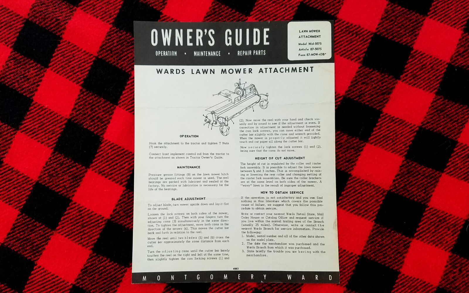 1950s Wards Power Plow Trac Garden Tractor Lawn Mower Manual Brochure