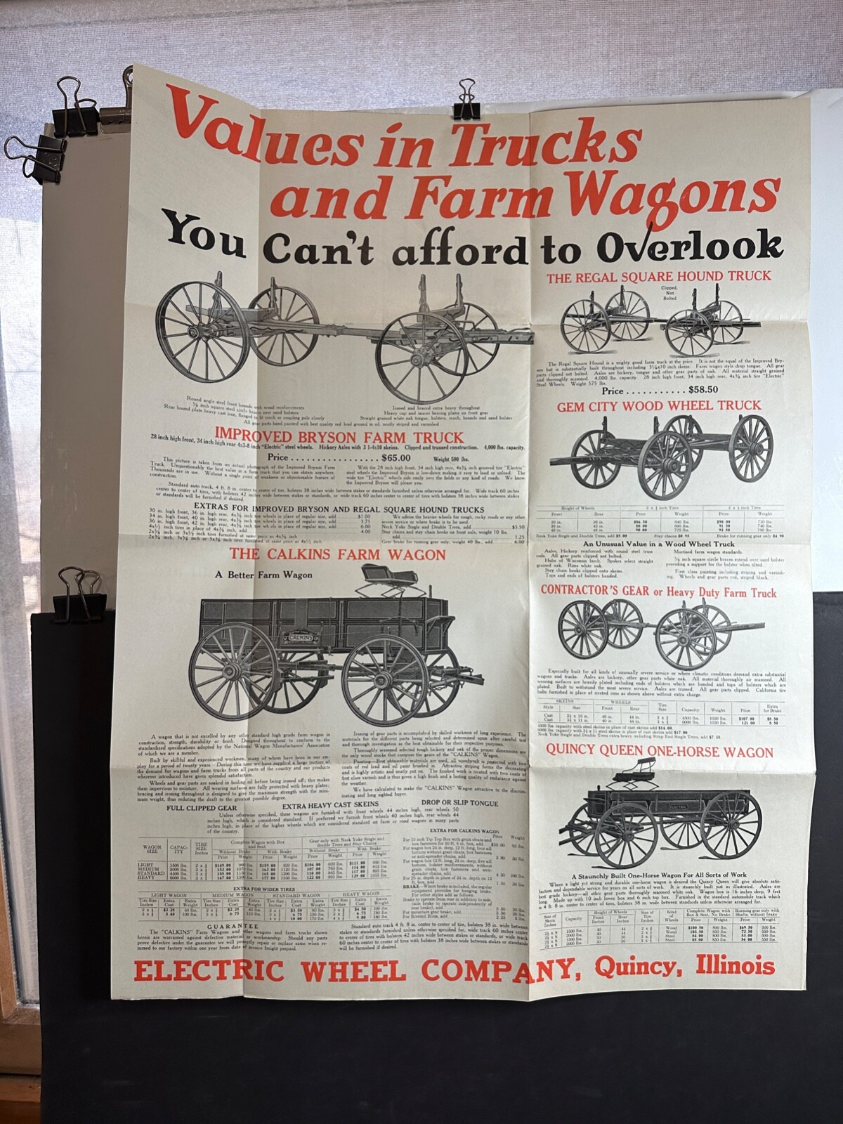 Vintage Electric Wheel Bryson Farm Truck Wagon Brochure/Poster, Circa 1920?