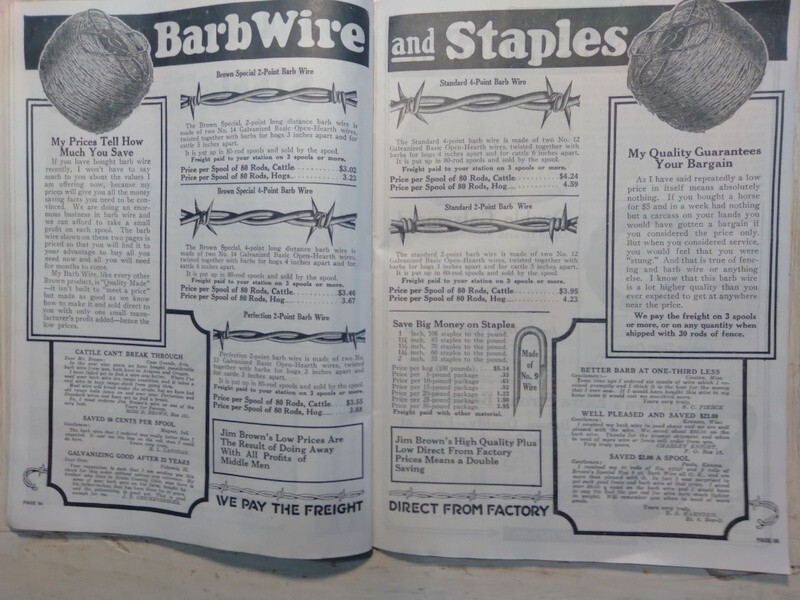 1924 Jim Brown&rsquo;s Bargain Book of Fencing Gates Steel Posts Barb Wire Roofing