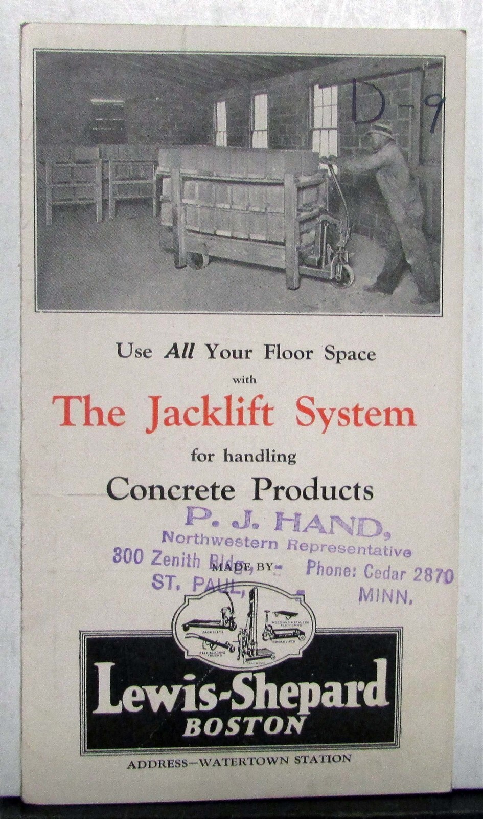 1925 Lewis-Shepard Jacklift System Handling Concrete Products Sales Brochure