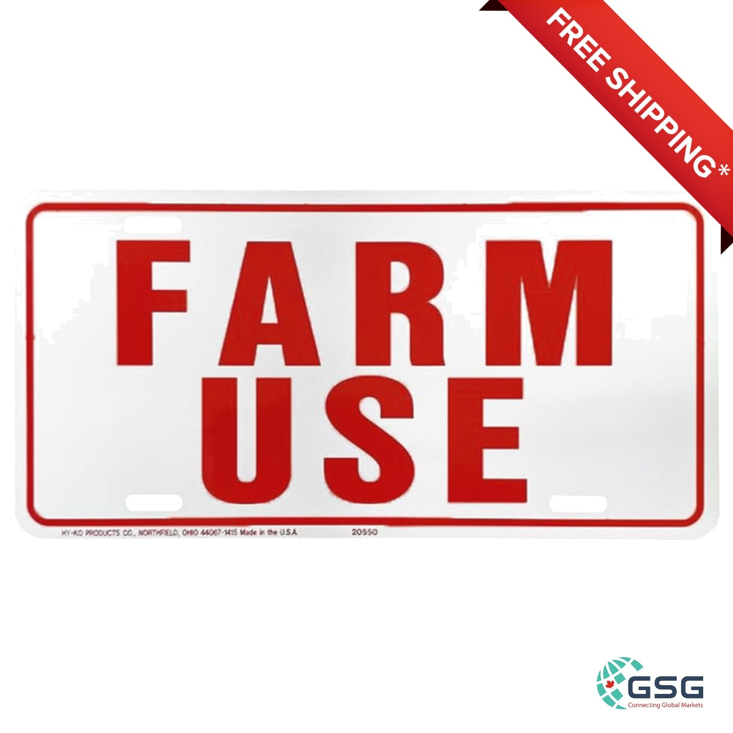 FARM USE ID TAG WHITE/RED 12X18 ALUMINUM WEATHER-RESISTANT