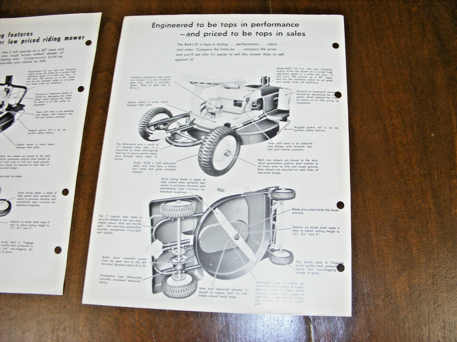 (2) 1960 MTD Riding Modern Line Mower Sales Spec Sheet Brochure
