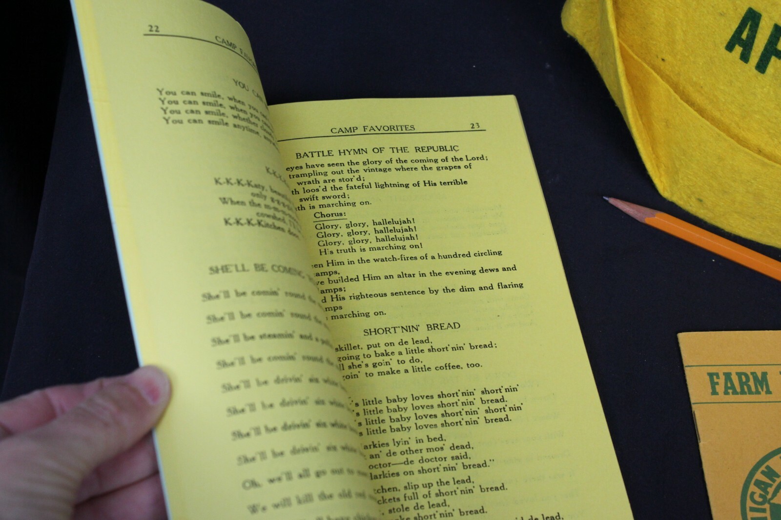 Vtg Farm Bureau Young People Midwest Camp Hat Song Book Tablet 1956 AFBF Pencil