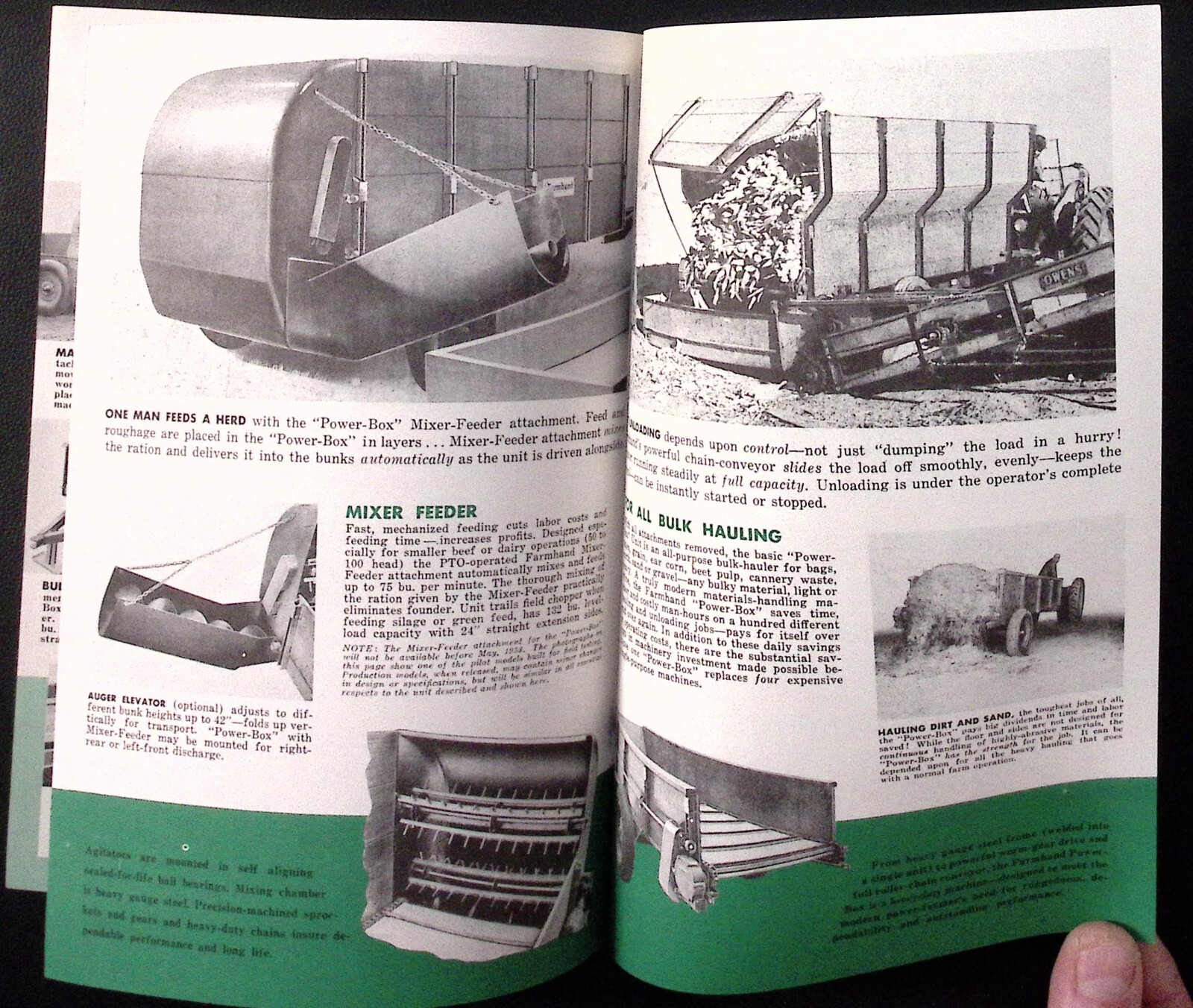 1953 Farmhand 4 Ton Power Box Spreader Forage unit Mixer Feeder Brochure