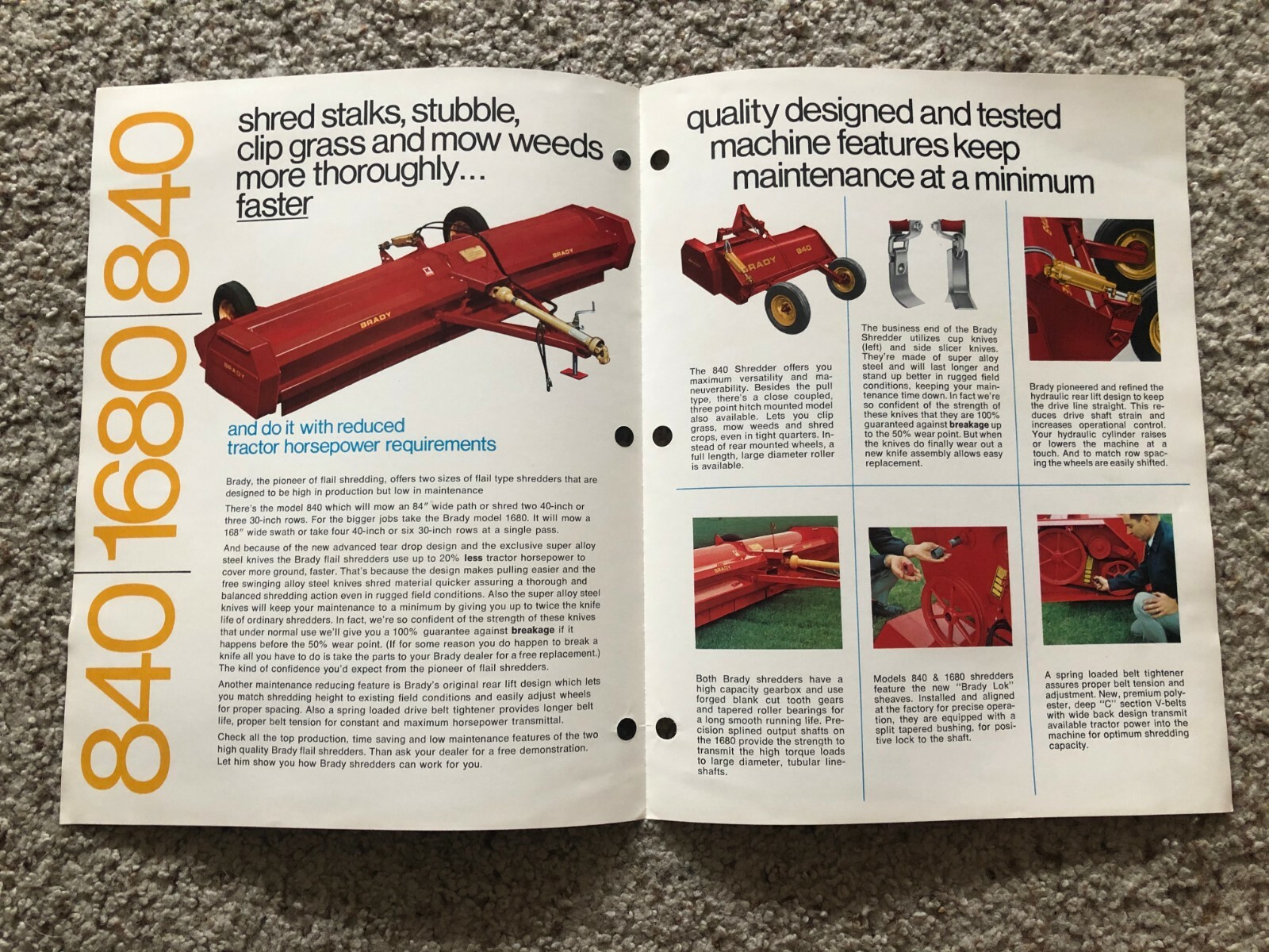 1972 Brady farm equipment, multi-crop shredders sales literature.