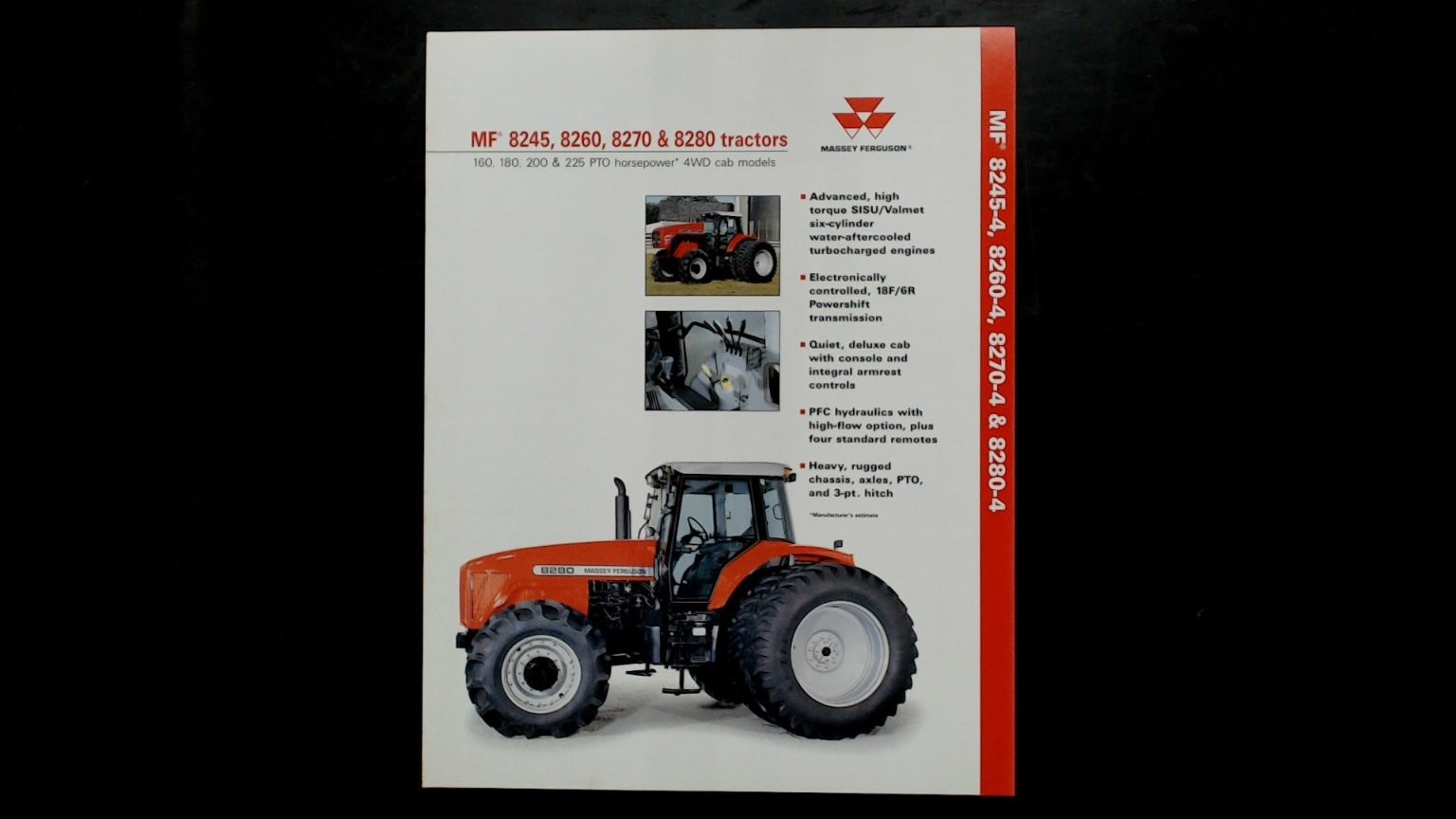Massey Ferguson MF 8245-8280 Tractor Brochure Vintage Agriculture Spec Sheet