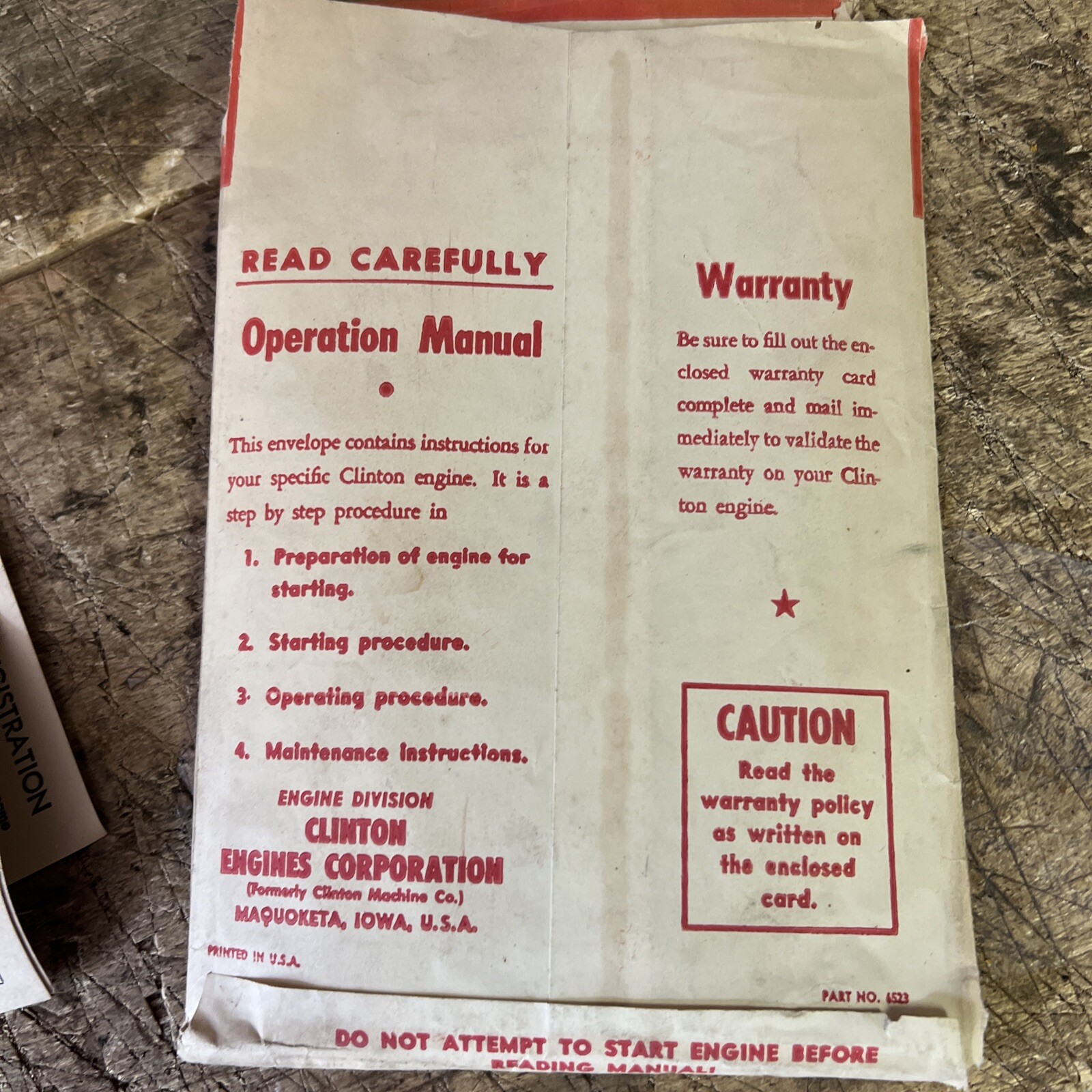 Clinton Light Weight 4 Cycle Engines literature 2 bundles