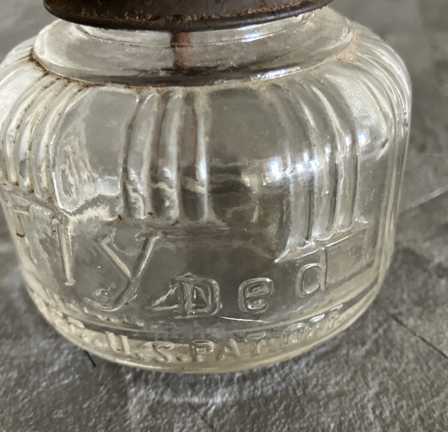 1940’s Flyded Insect Sprayer Embossed Glass Version