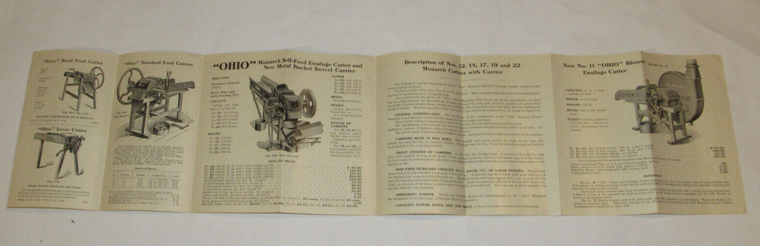 1909 OHIO FEED & ENSILAGE CUTTERS, FODDER SHREDDERS, BLOWER & ELEVATORS BROCHURE