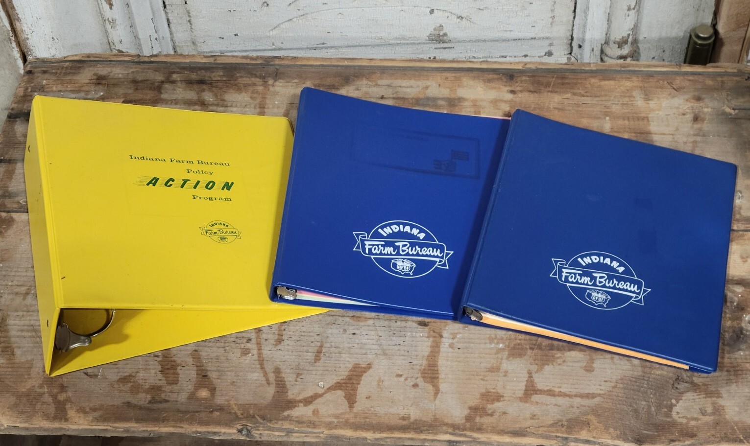 Lot Of 3 Vintage Indiana Farm Bureau CO-OP Vinyl Office Binders Ag Insurance IN