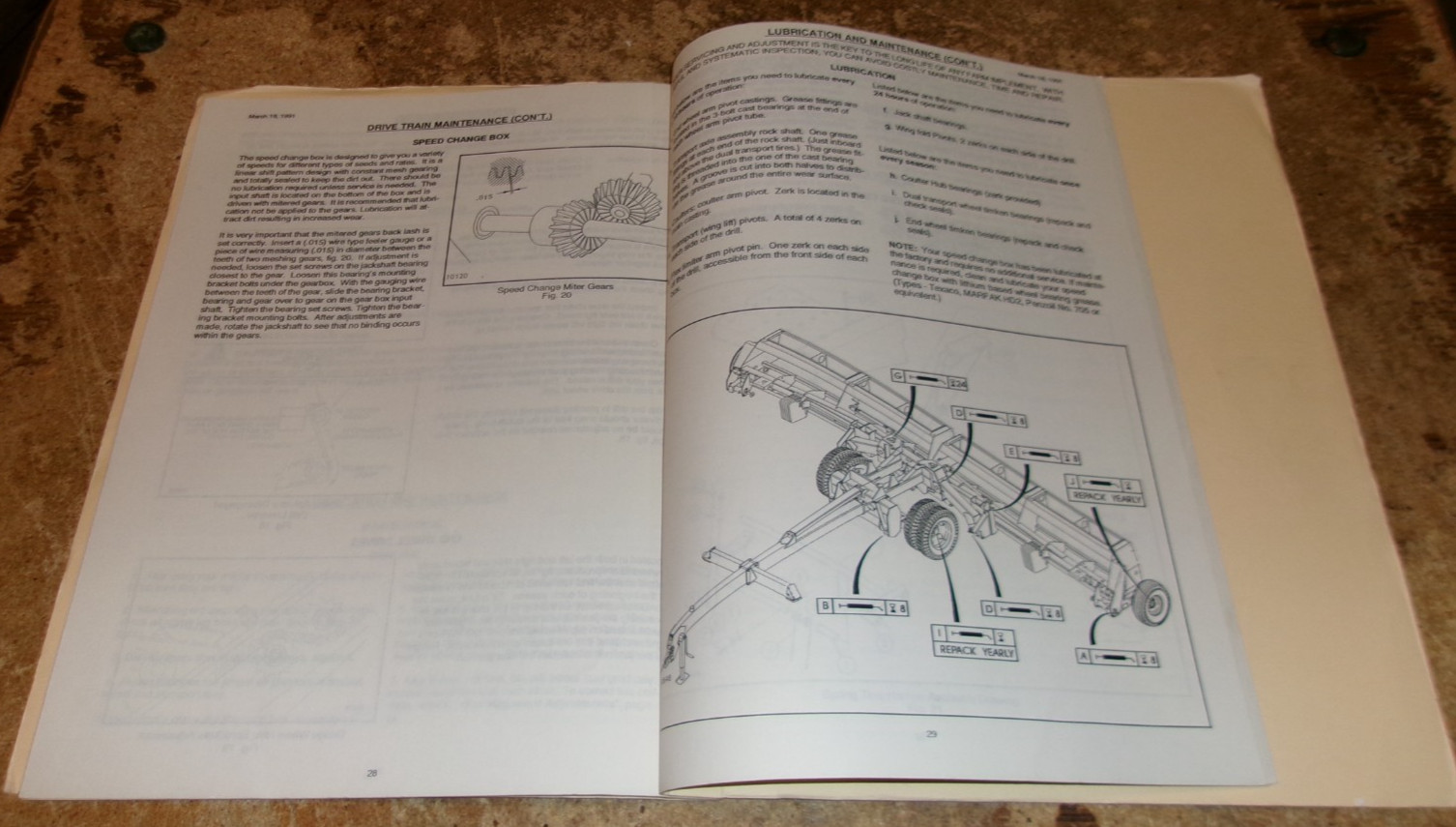 1991 great plains 24&prime; + 30&prime; no-till folding drills operators manual good used