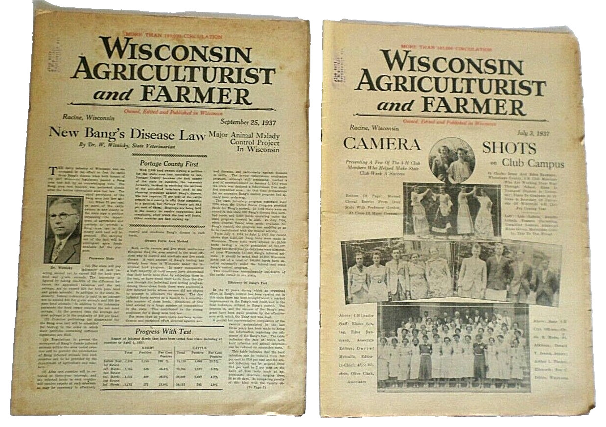 Vintage Wisconsin Agriculturist and Farmer Magazine July 3 & Sept 25, 1937 Issue