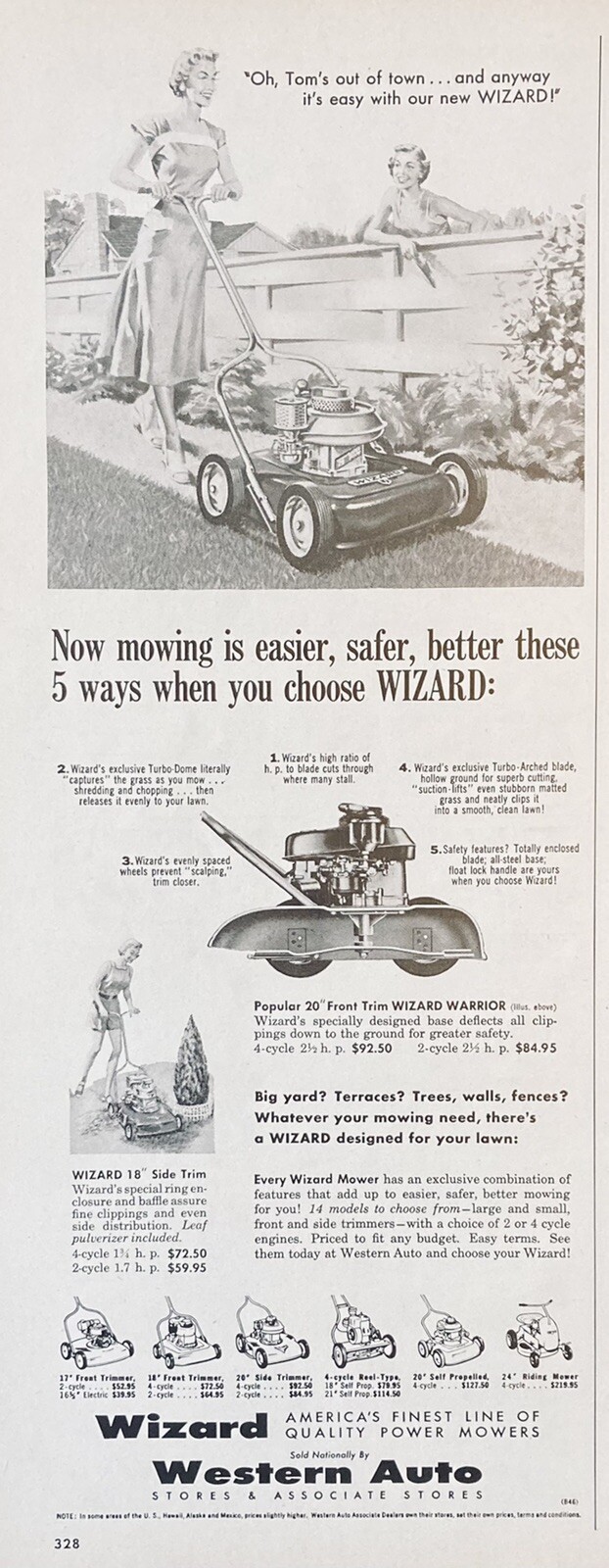 1956 AD(XH8)~WESTERN AUTO STORES, WIZARD LAWNMOWER