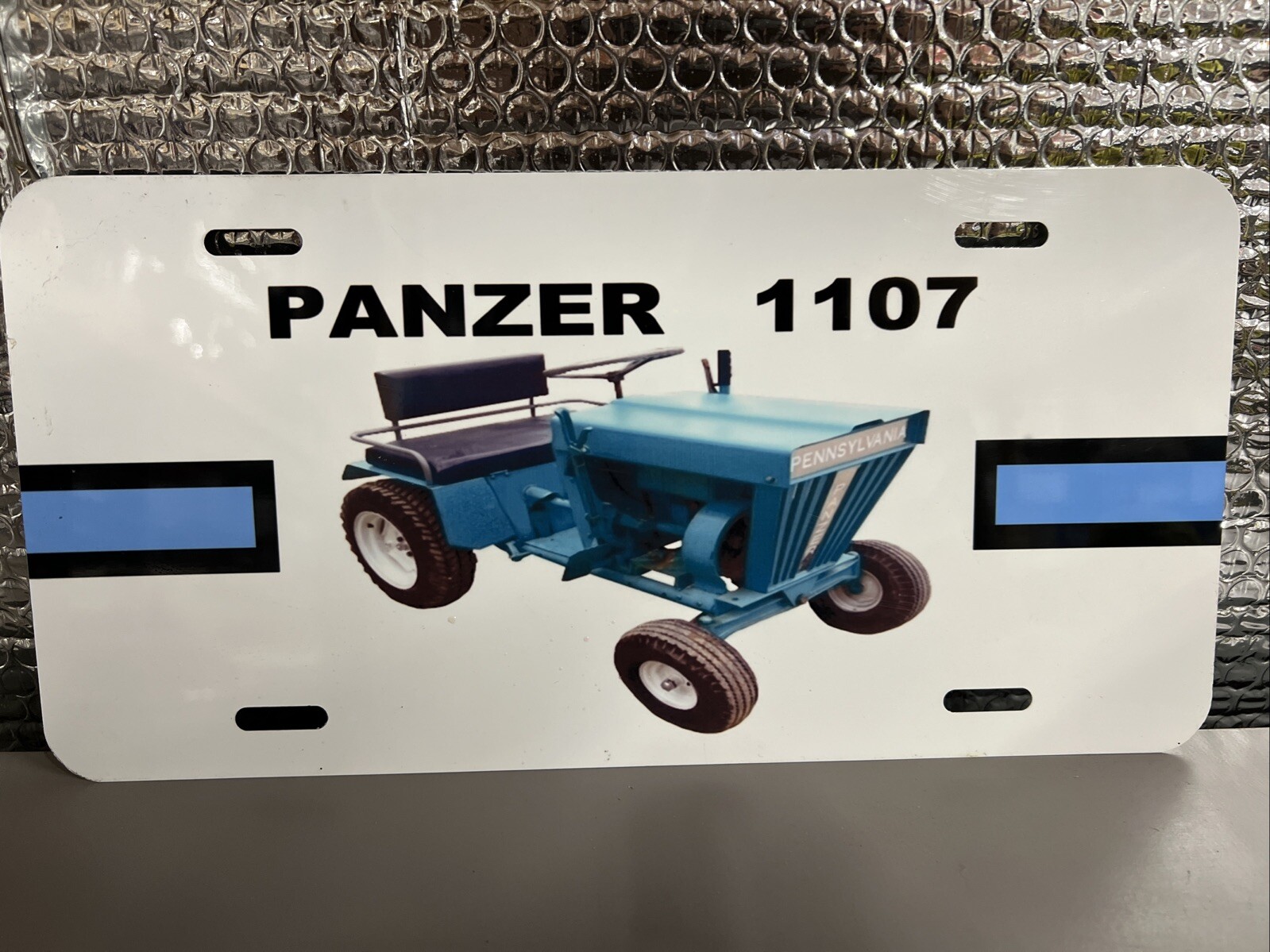 Custom Pennsylvania Panzer 1107 Garden Tractor Aluminum License Plate