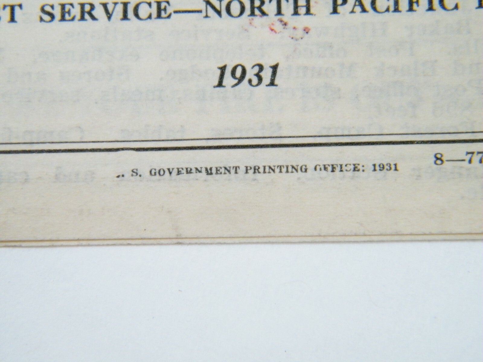 1931 MOUNT BAKER HIGHWAY LOG US DEPARTMENT OF AGRICULTURE