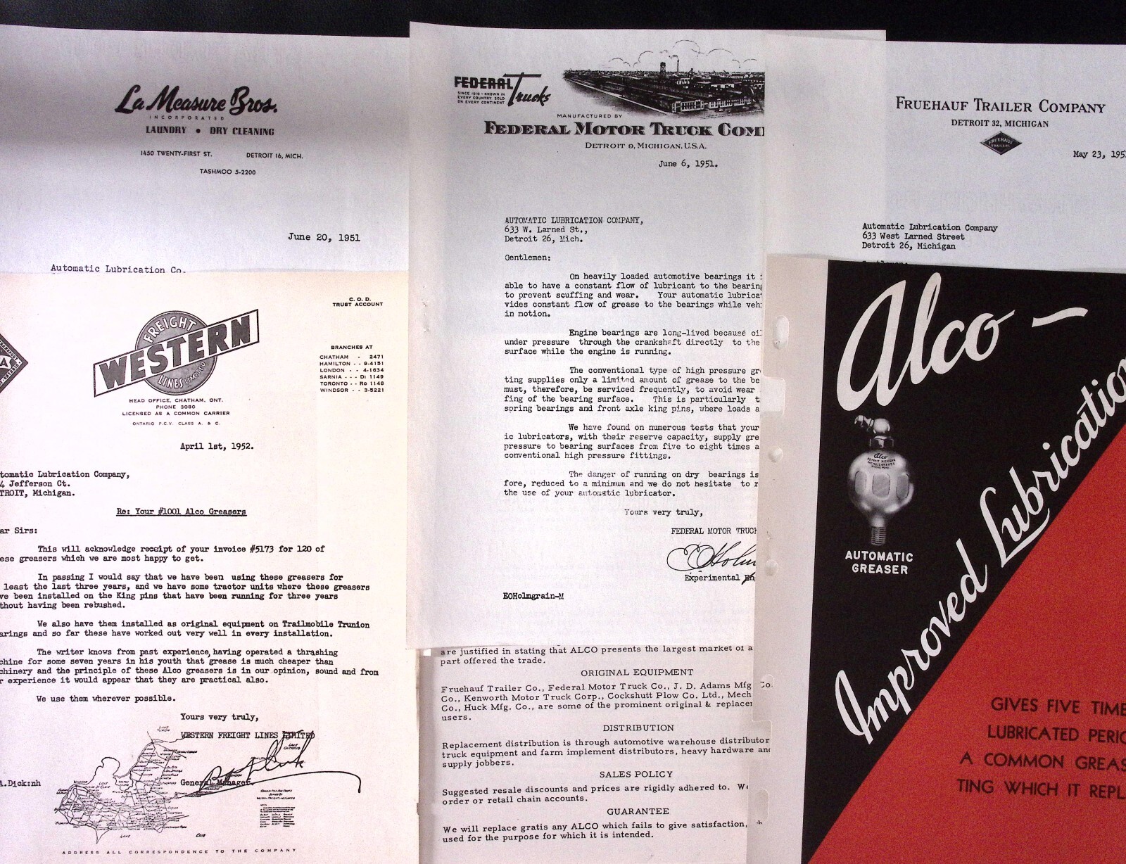 1953 Alco Grease Accumulator Brochure LOT Improved Lubrication Co Detroit MI