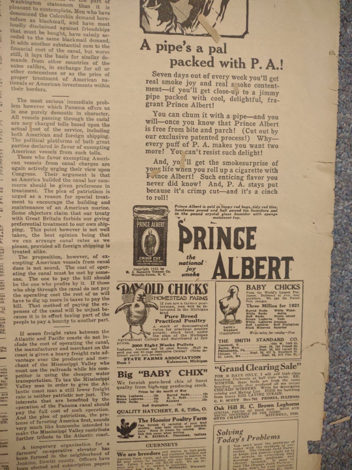 Orange Judd Farmer Newspaper Chicago, Illinois May 21, 1921 poor condition