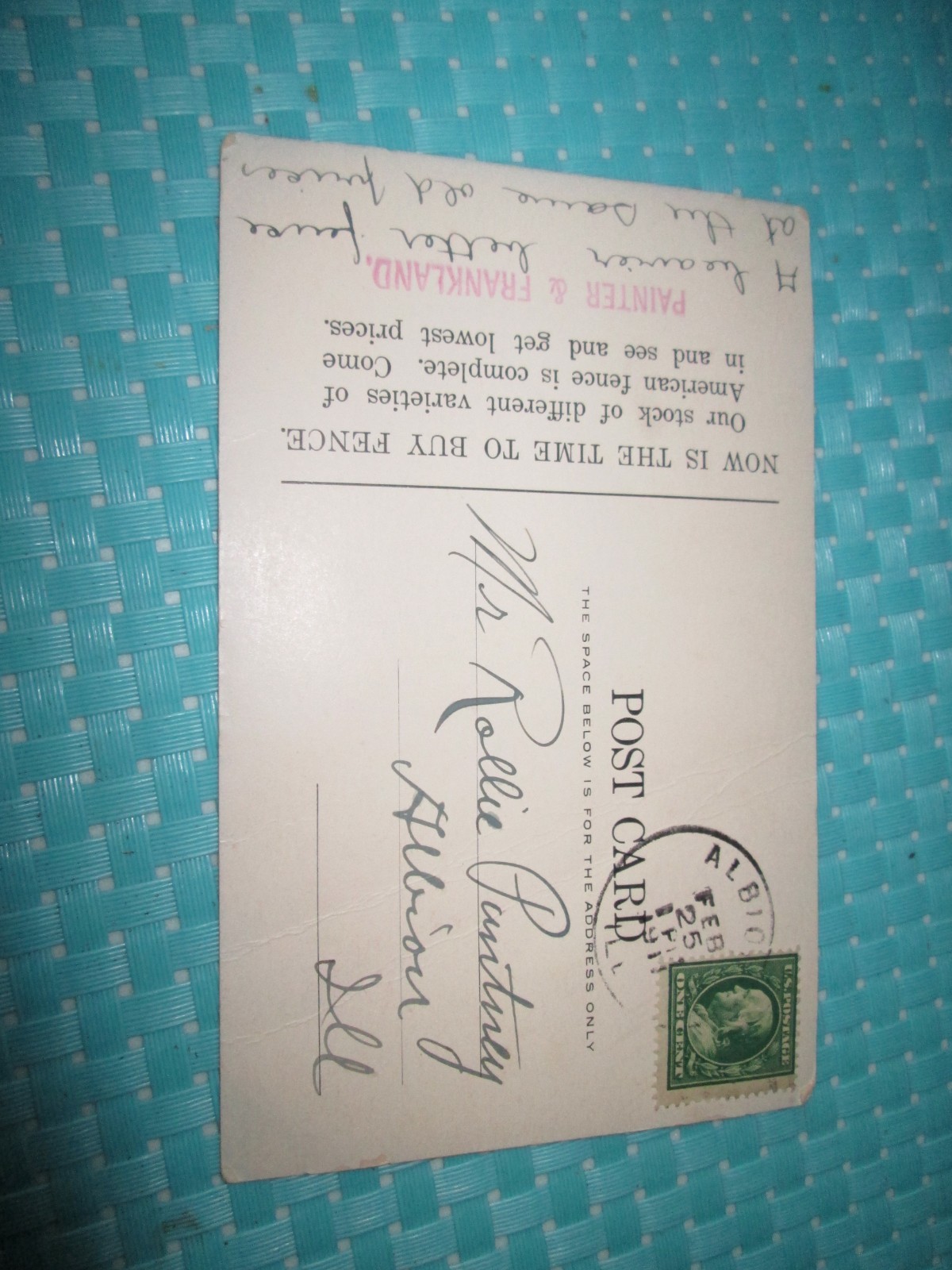 1911 Advertising Postcard AMERICAN FENCE Roadside Scene American Steel & Wire
