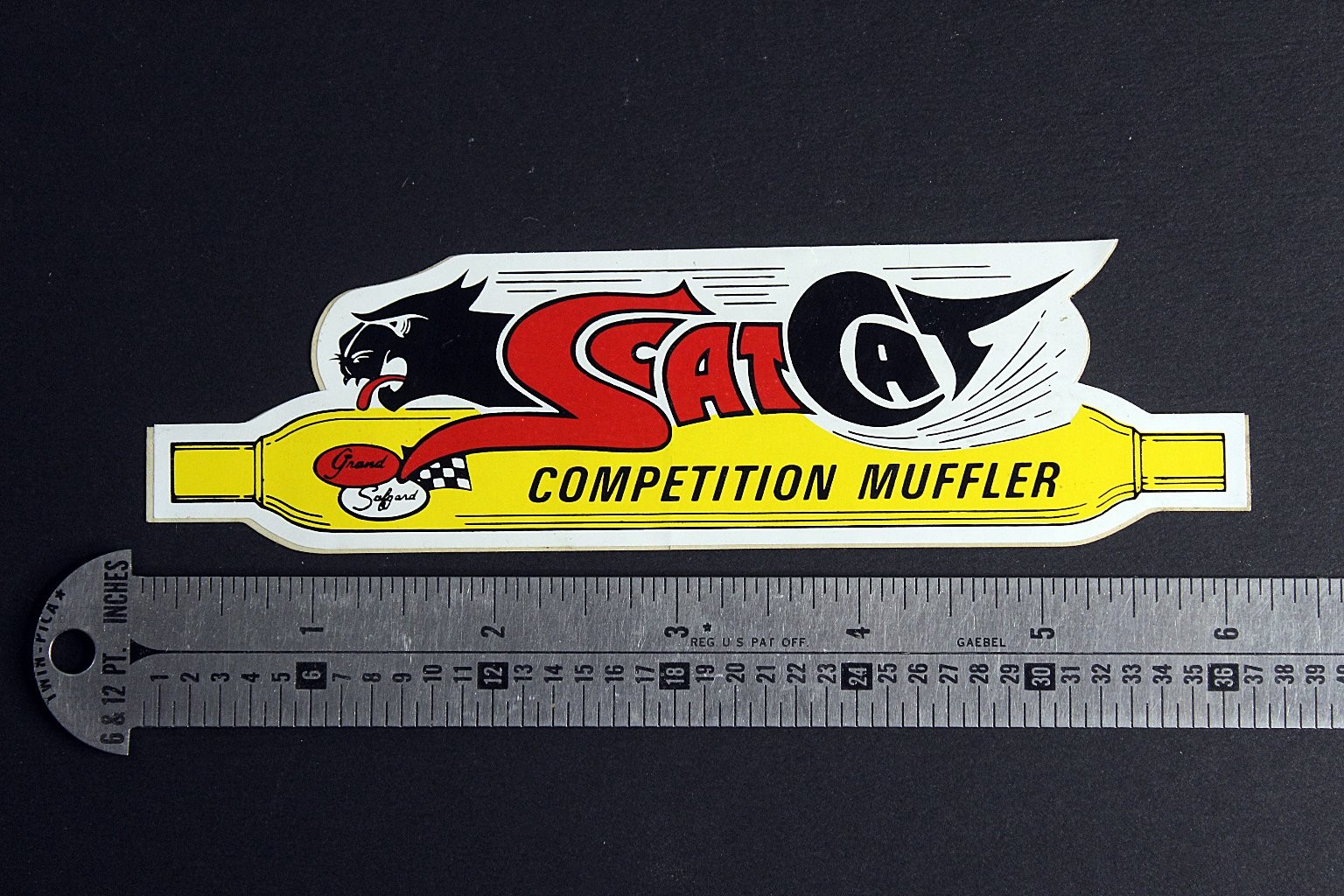 Scat Cat Competition Muffler Vintage Paper Advertising Decal 6 1/4&Prime;