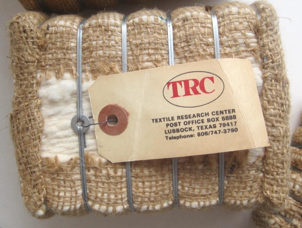 Cotton Bales Souvenir Set 3 Memphis TN Lubbock TX Burlap Metal Tags 5 x 3 x 3