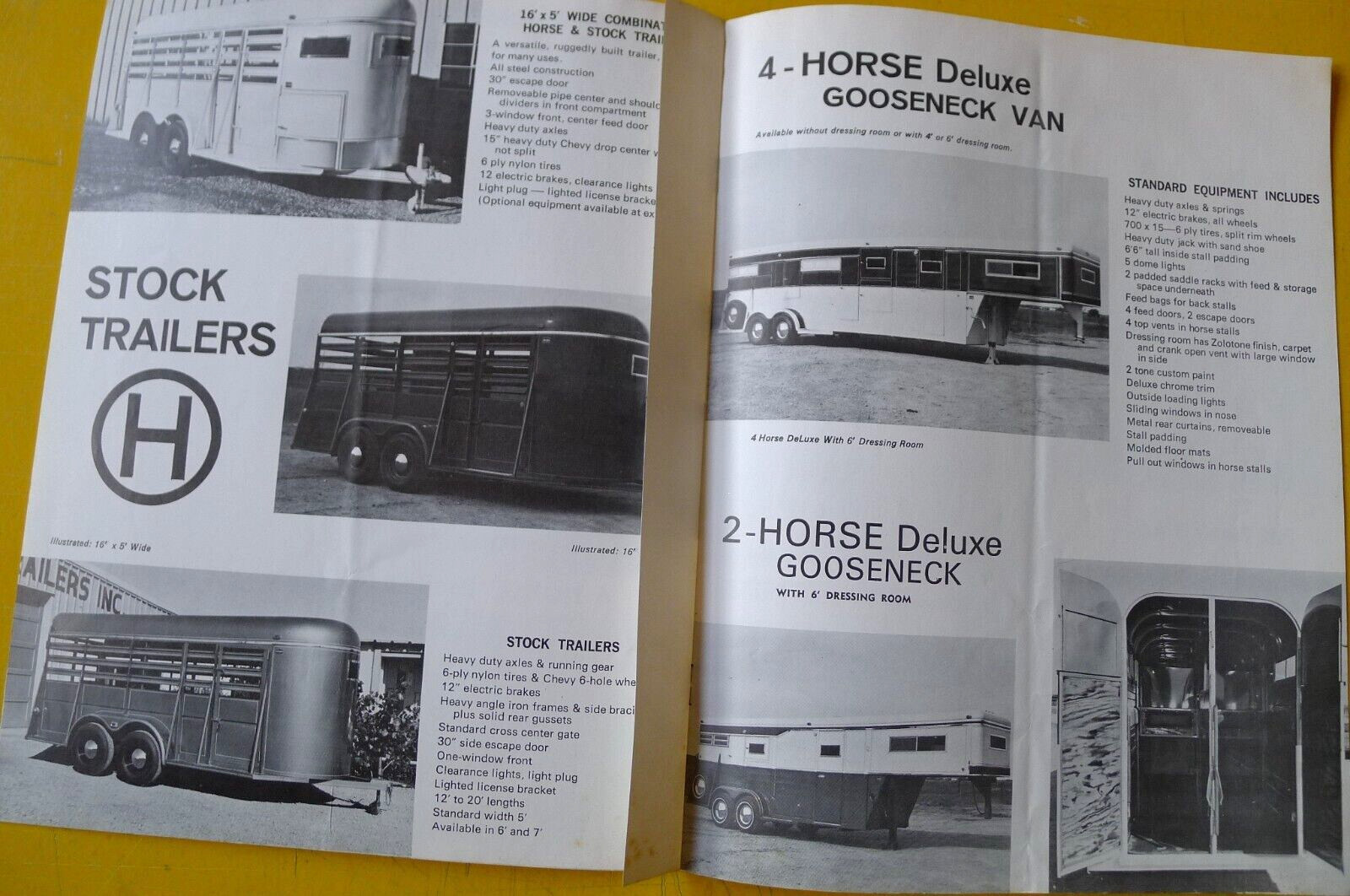 1960s-1970s Vintage CIRCLE H TRAILER Horse & Livestock Trailer Sales BROCHURE