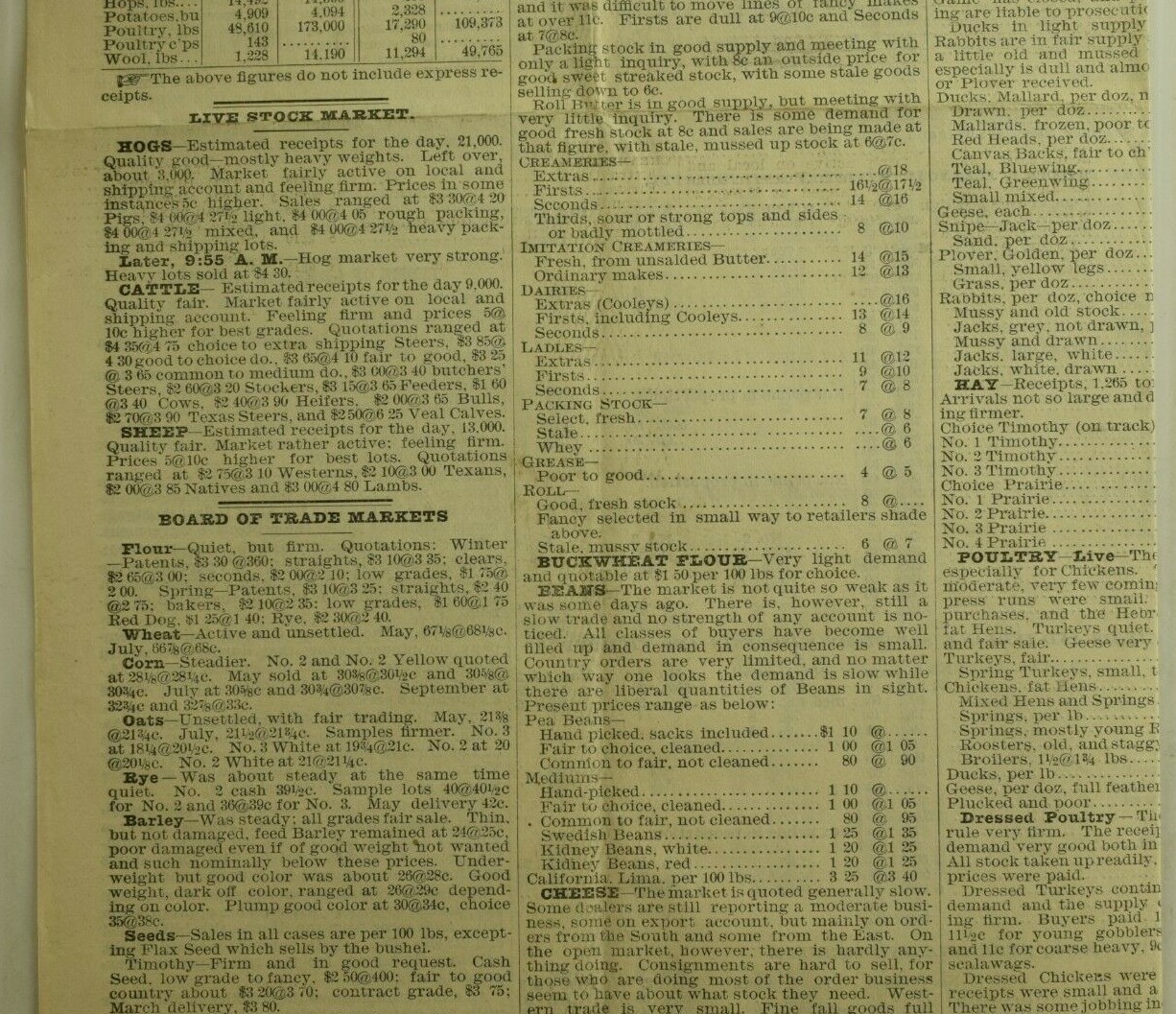 1896 Watson & Kelley Commission Merchants Chicago, IL Newspaper Flier