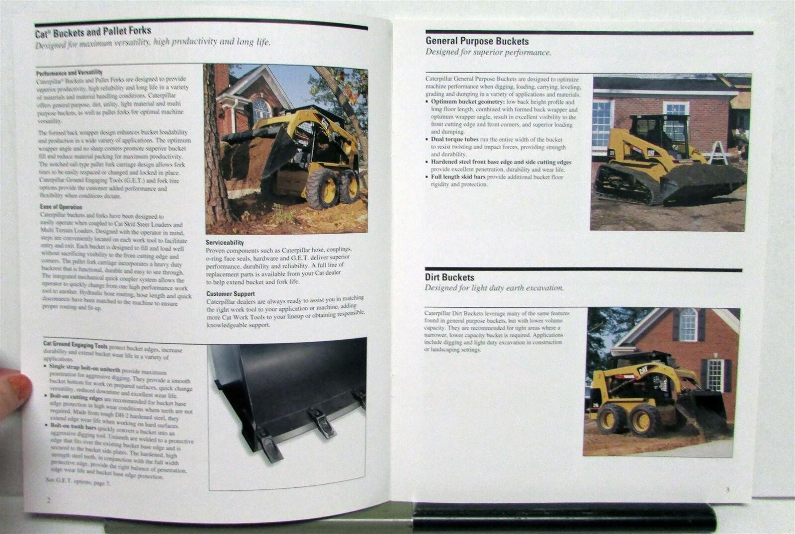 2004 Caterpillar Buckets & Forks Specifications Construction Sales Brochure