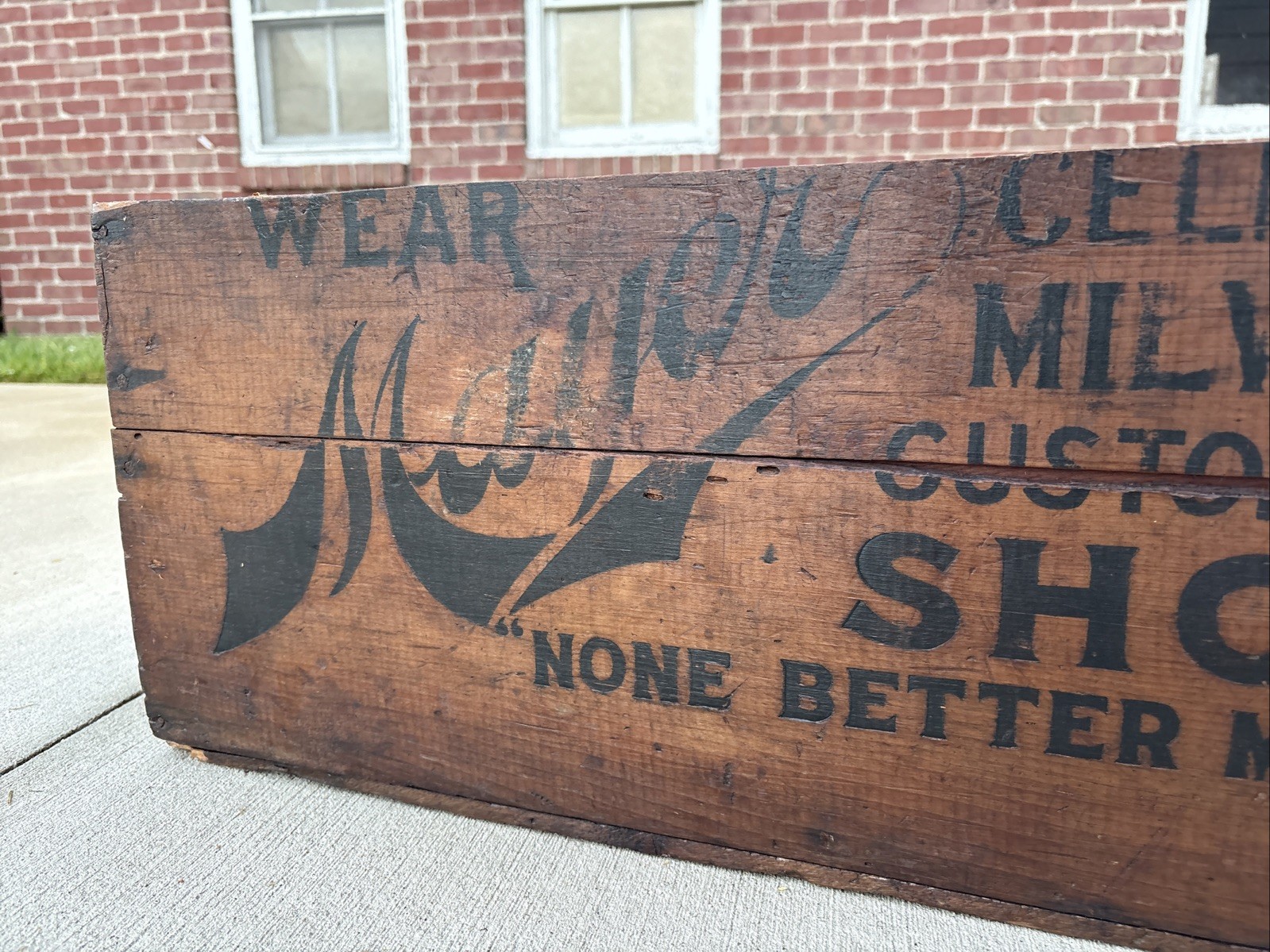 Antique Wooden Crate F. Mayer Boot & Shoe Co Milwaukee Wisconsin Wood Box