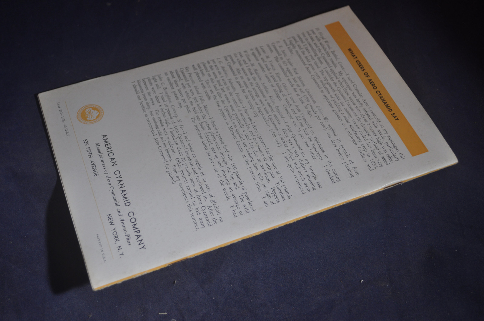 1932 The Cyanamid Plan For Soil Sterilization & Weed Control Brochure