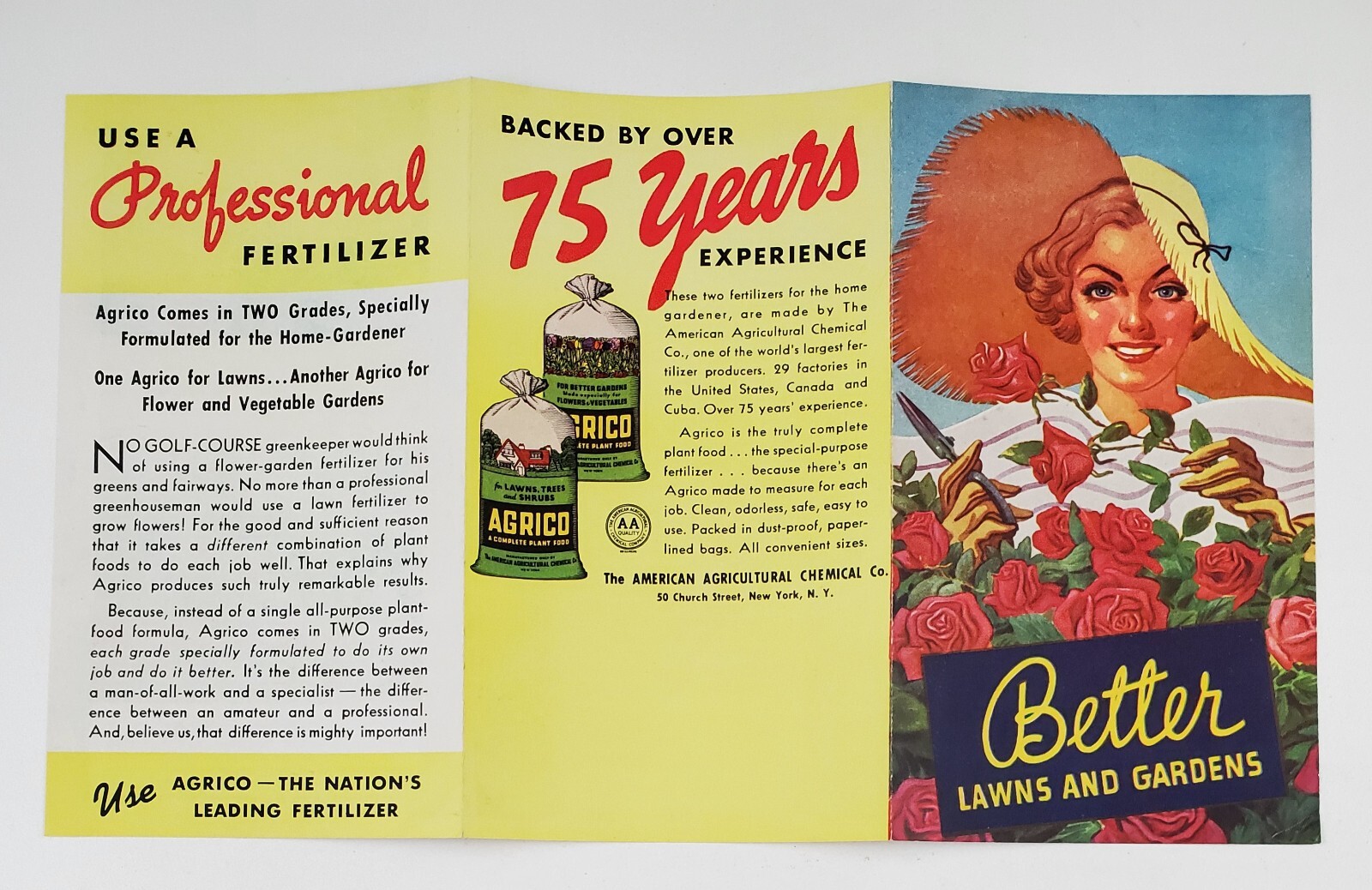 1930s Agrico American Agricultural Chemical Lawn Garden Fertilizer Vtg Pamphlet