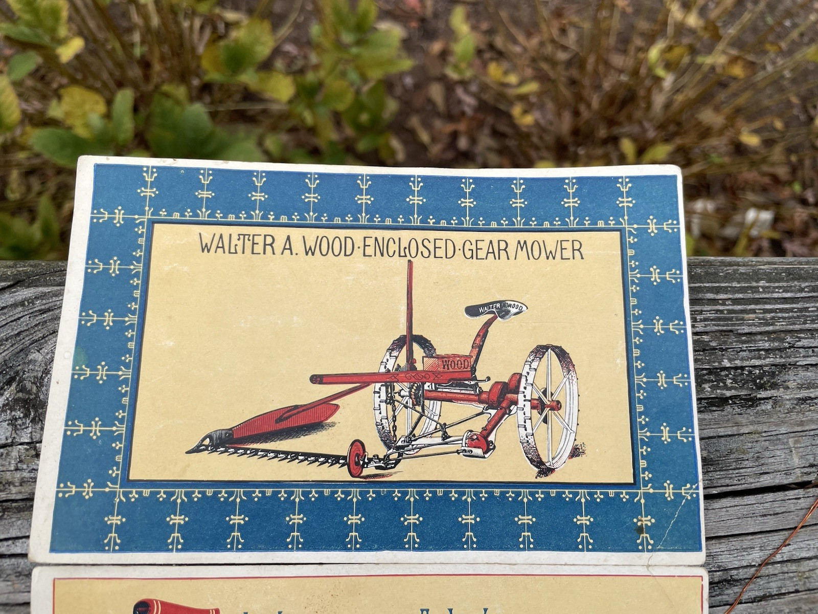 Antique Advertising Card Walter A Wood Enclosed Gear Mower Hoosick Falls NY