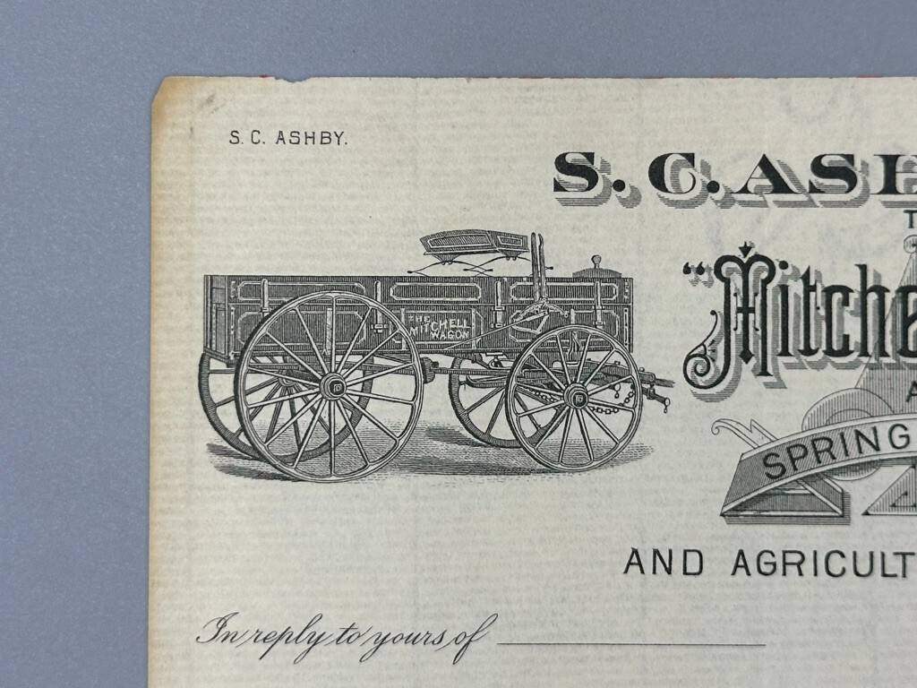 1889 MITCHELL FARM WAGON Advertising Illustrated HELENA MONTANA TERRITORY