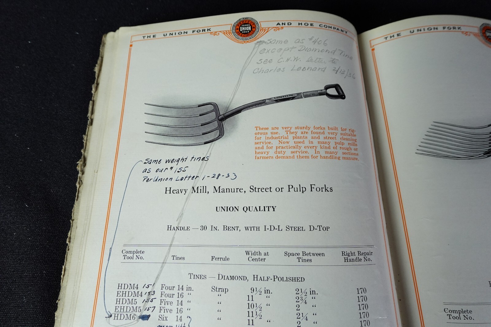 1928 Union Fork & Hoe Co Catalog Farm Garden RR Contractors Tools Columbus OH