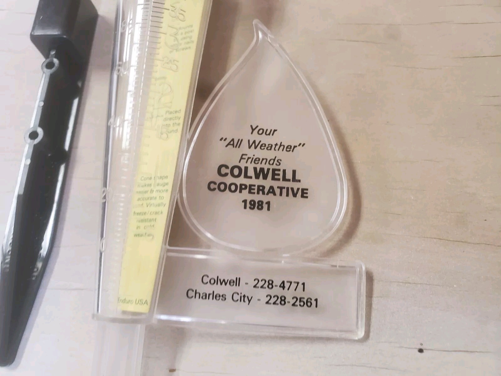 Plastic Rain Guage Colwell Cooperative 1981 Charles City Colwell Iowa Grain Farm