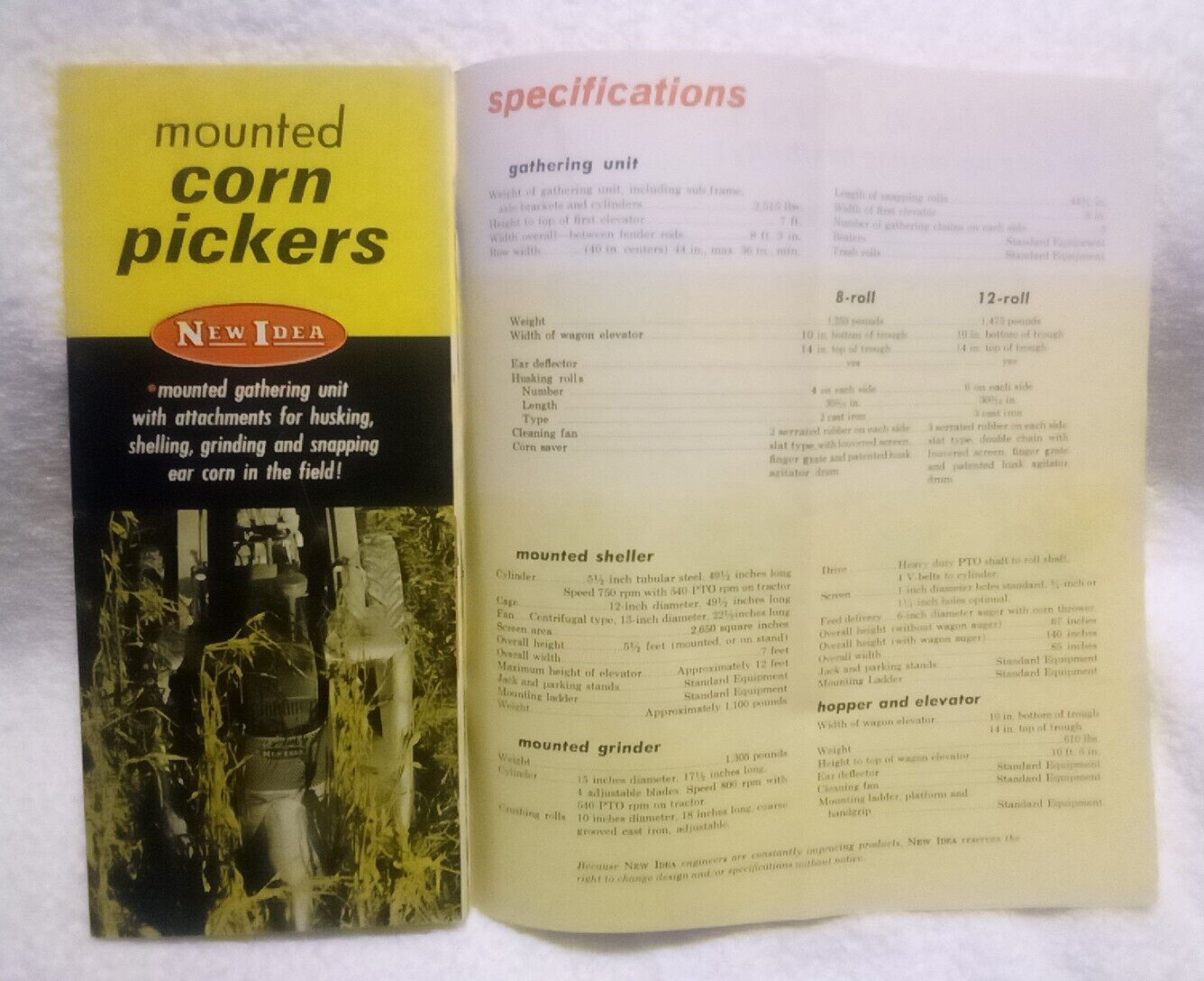 New Idea Mounted Corn Pickers Vintage 1964 Farm Advertising Sales Brochure