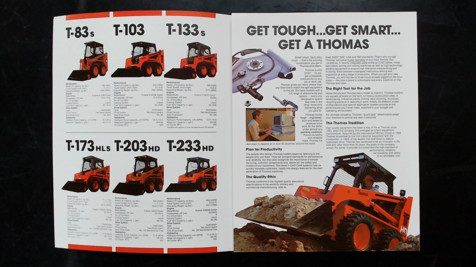 Thomas Skid Steer Loaders & Attachments Brochure 1996 Agriculture