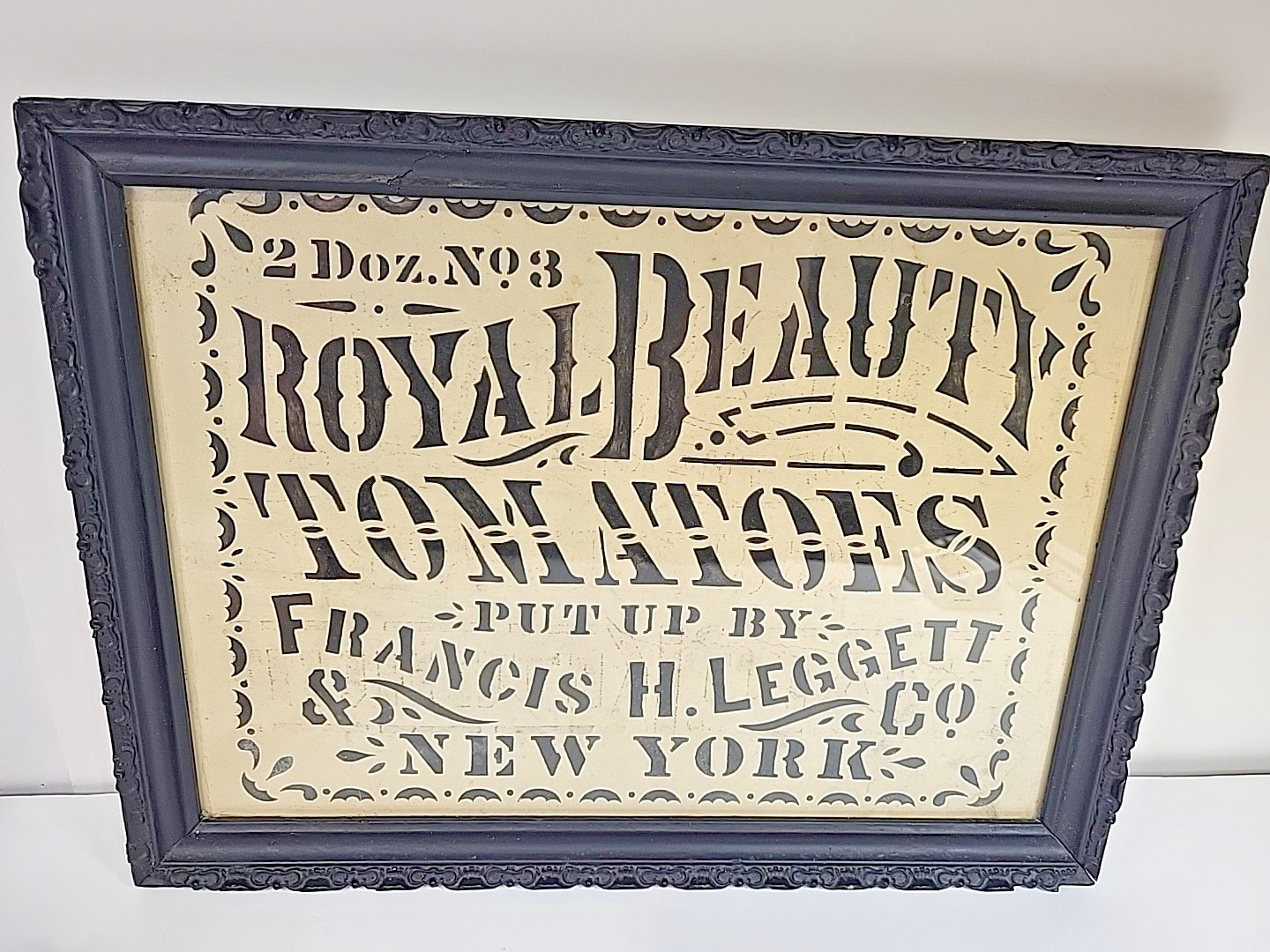 Framed Francis H. Leggett Royal Beauty Tomatoes NY Crate Label Advertising Sign