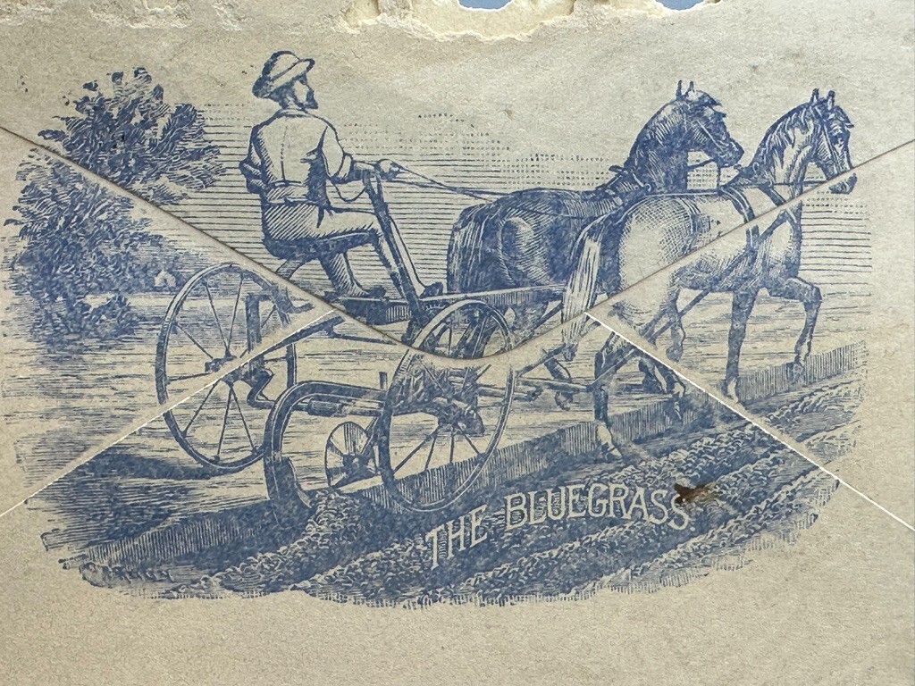 1886 Kentucky BLUEGRASS PLOW Meilke Farm Advertising Illustrated POSTAL COVER