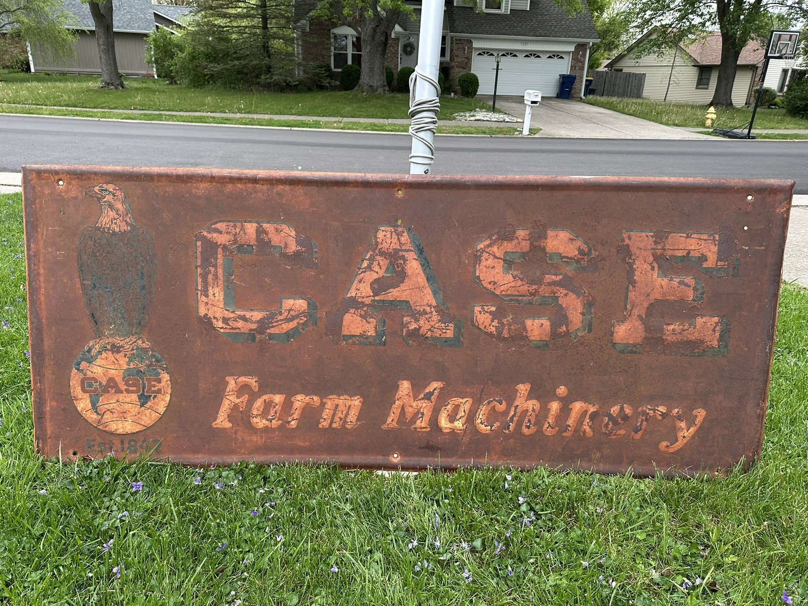 CASE Farm Machinery Sign 1920-30&rsquo;s Eagle GAS OIL SODA COLA Patina 72×30