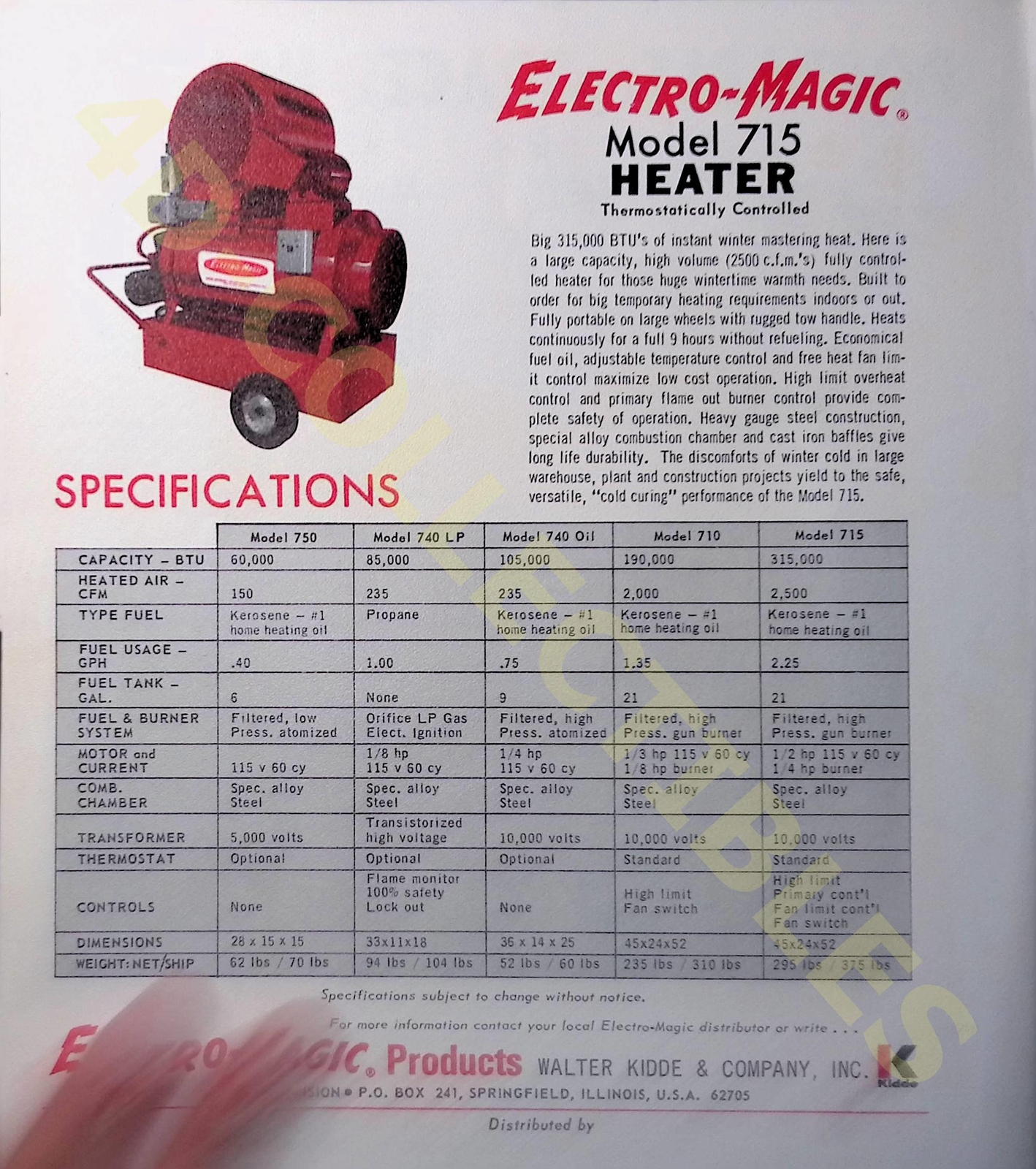 Vintage Farm Brochure Electro-Magic Portable Space Heaters 1960s