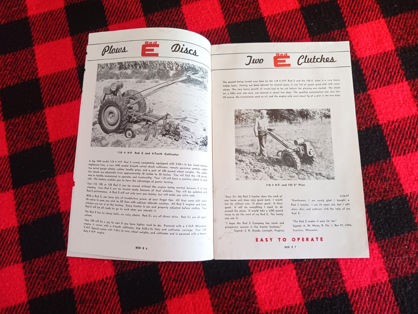 1949 Red-E Garden Tractor Catalog Farm Cultivator Page Brochure