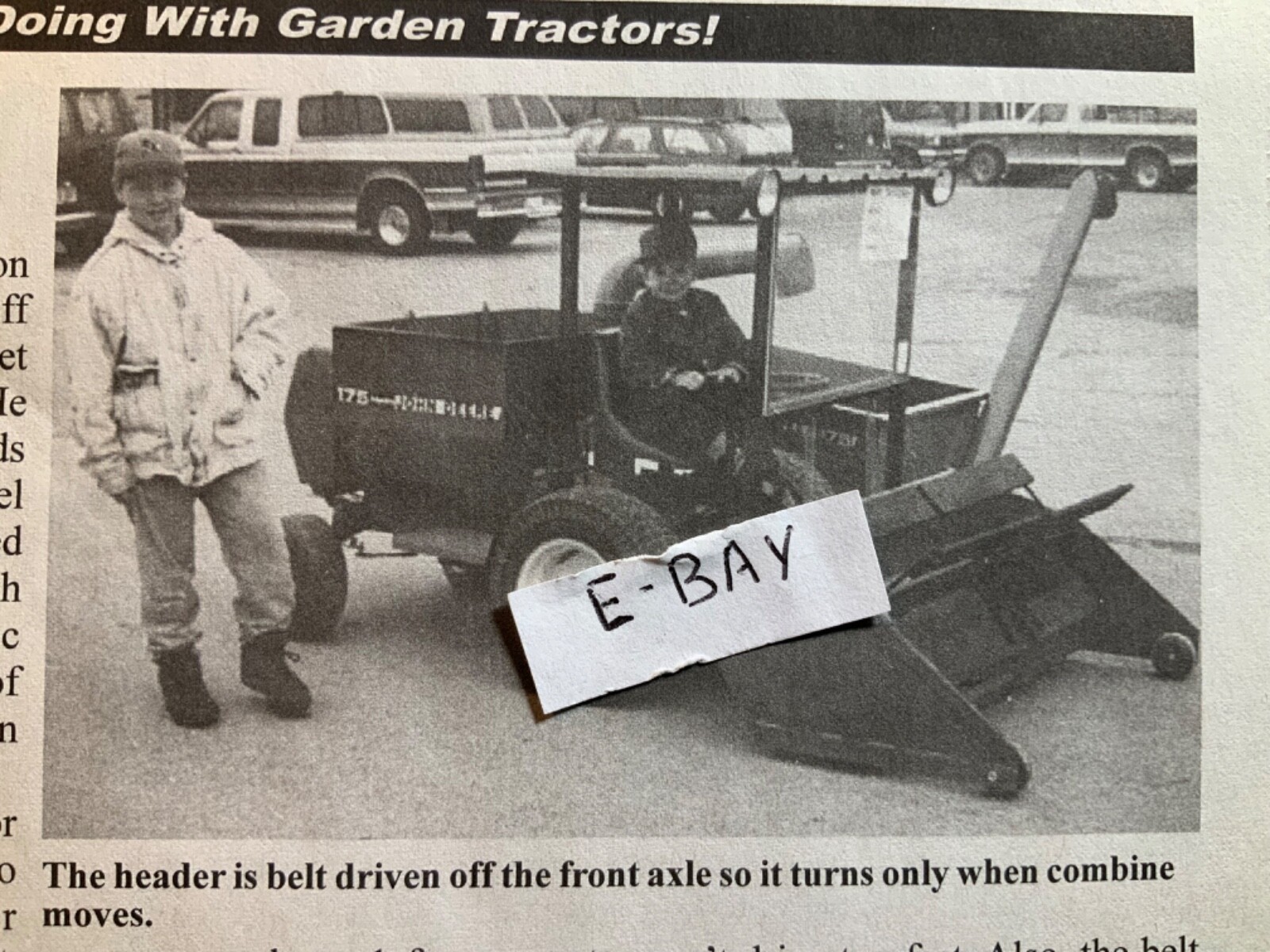 1996 Magazine Article. Tom Hart. Rochelle, Ill. Mini Combine lawn mower