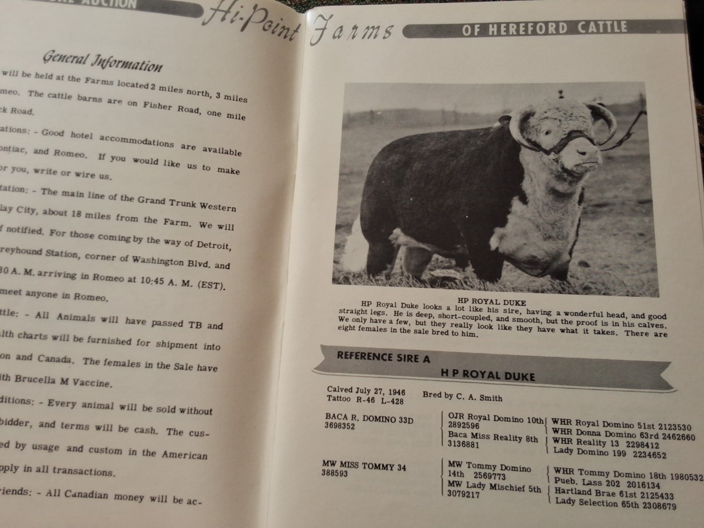 Pair 2 Vintage Hi-Point Farms Tenth Annual Auction Catalogs Romeo Michigan