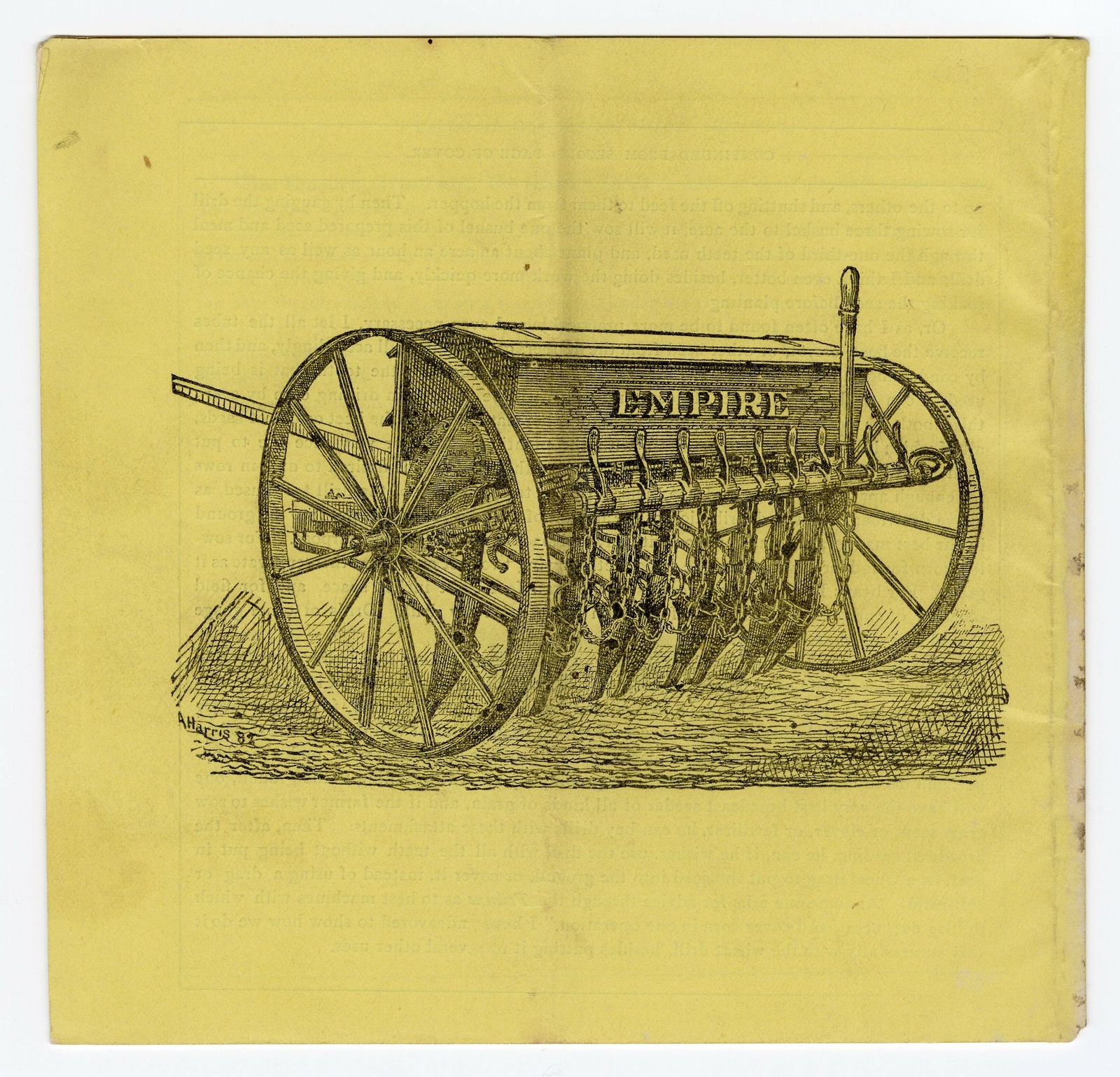 1883 EMPIRE DRILL for Grain, Farming & Fertilizing Promotional Booklet, Catalog