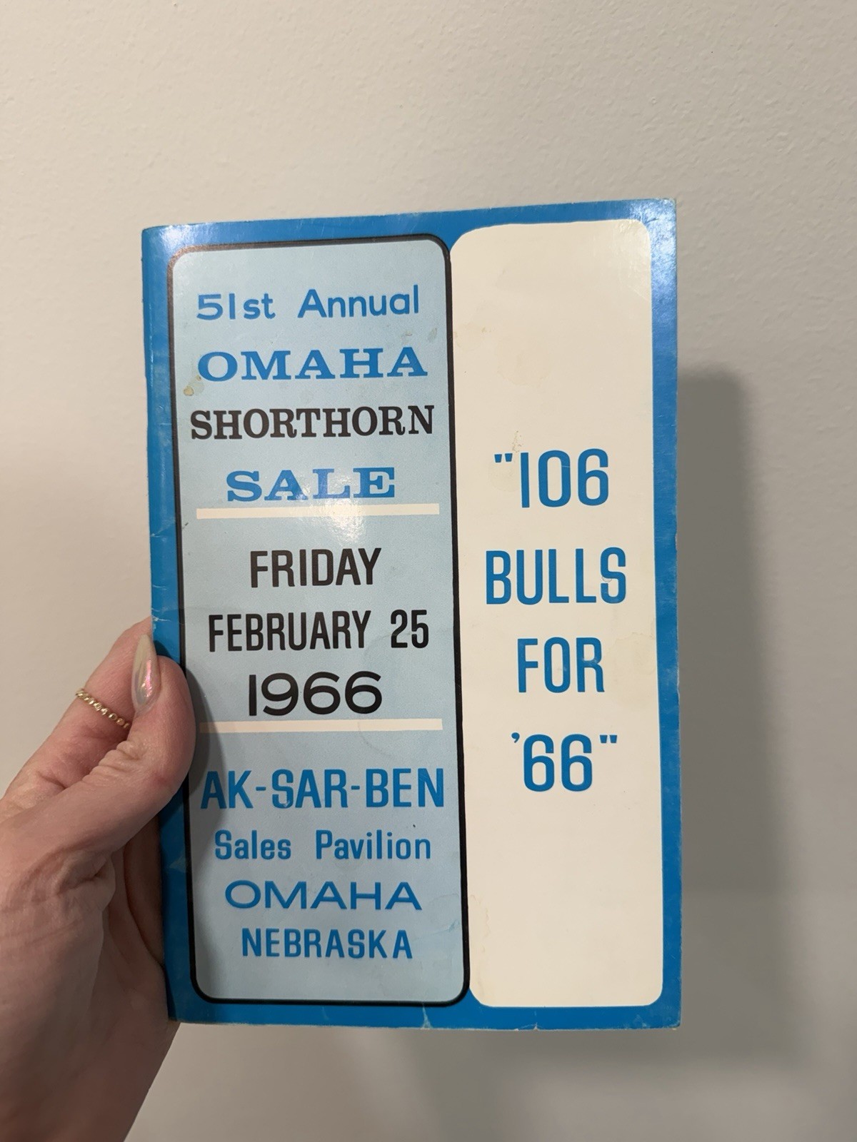 Vintage 1966 51st Annual Omaha Shorthorn Sale Booklet Nebraska Cattle AK-SAR-BEN