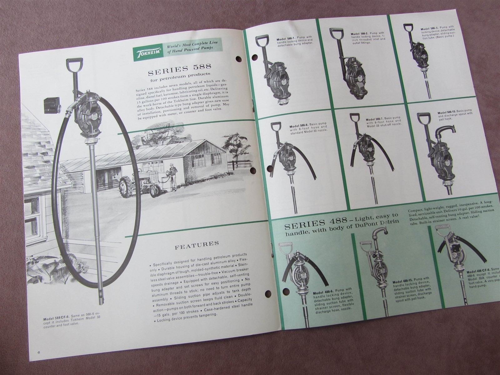 1962 Tokheim Sales Brochure High Vacuum Hand Powered Pumps +Flow Meters Indiana