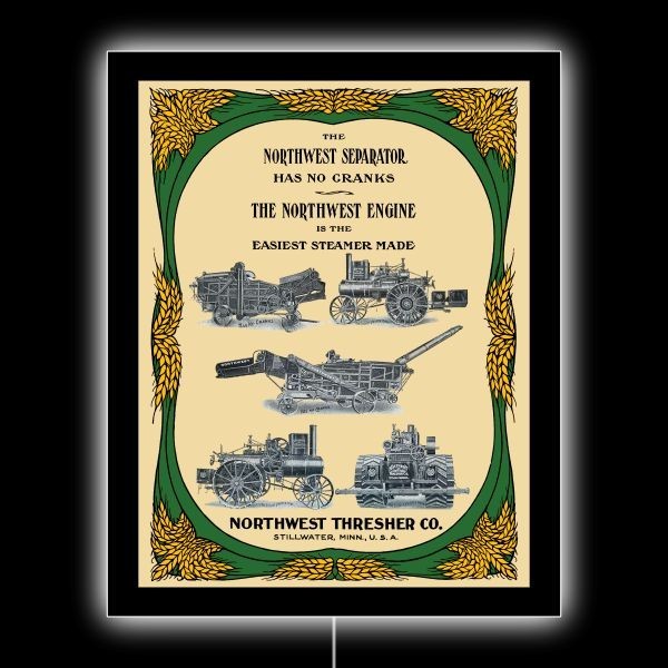 Northwest Thresher of Stillwater Minnesota NEW LED Hanging Lighted Sign: 18×23&Prime;