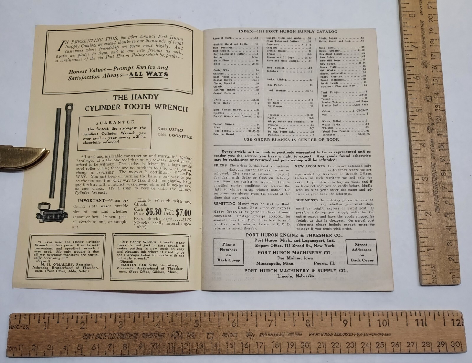 1929 – SUPPLY CATALOG – PORT HURON – 33d Year Book – listing #7379