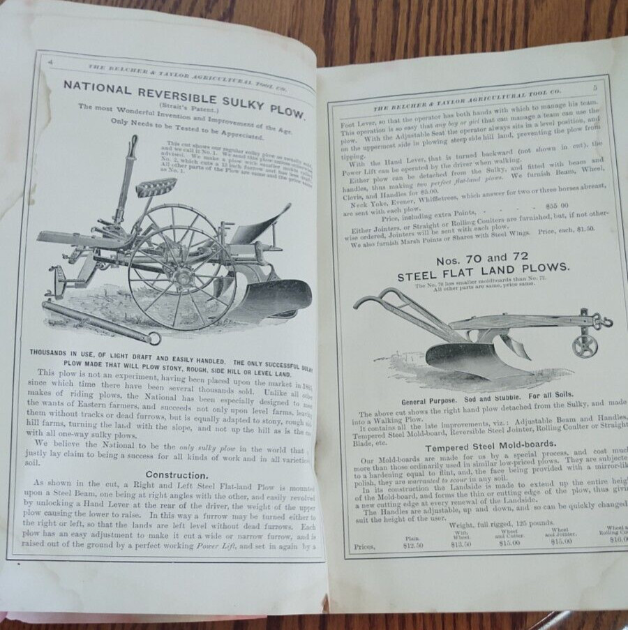 Belcher and Taylor Agricultural Tool Company catalog Farm Implements 1895 ,72pgs