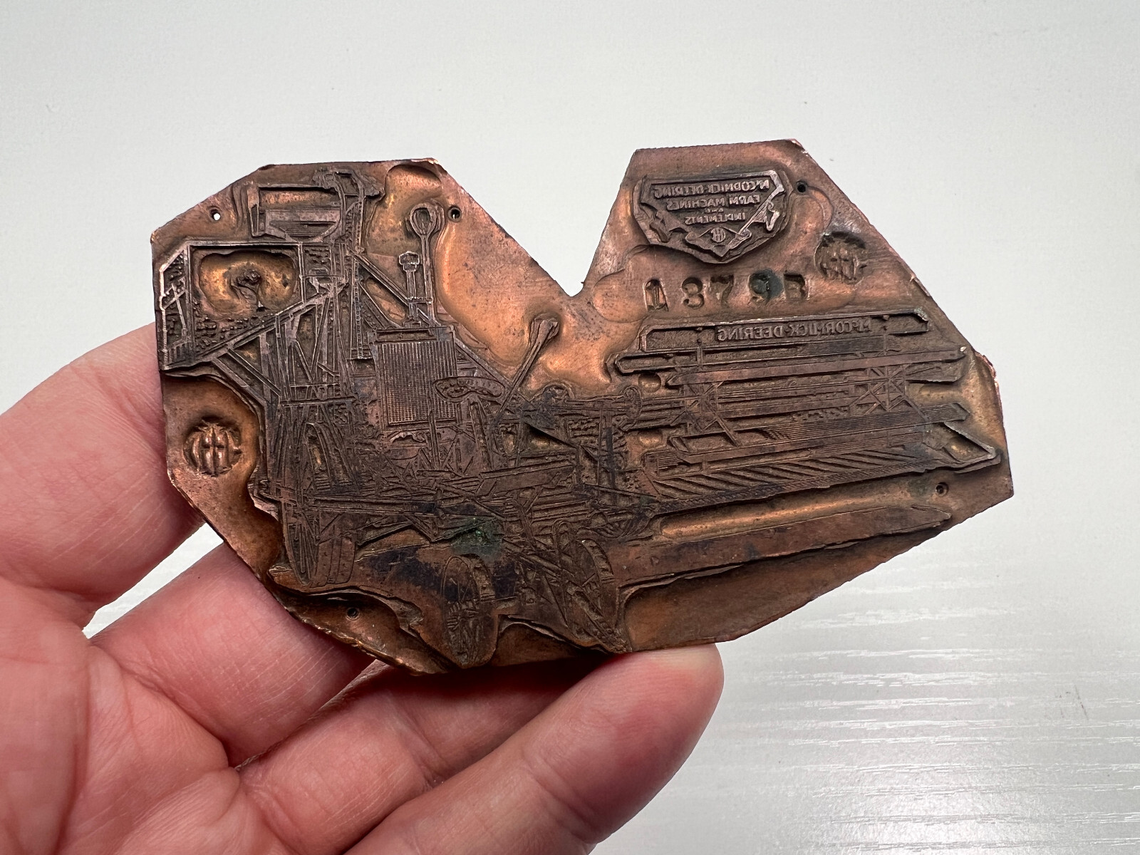 RARE McCormick Deering Copper Printing Plate combine farming thresher